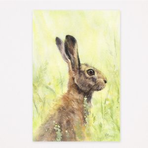 hare painting in spring field