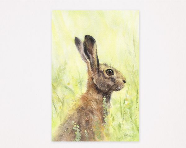 hare painting in spring field