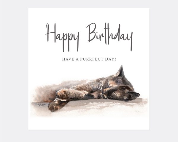 Tortoiseshell cat happy birthday card