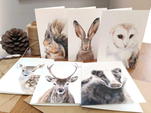 Set of 6 British Wildlife Art Cards