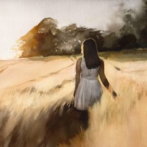 'The Golden Hour' girl walking in nature at sunet