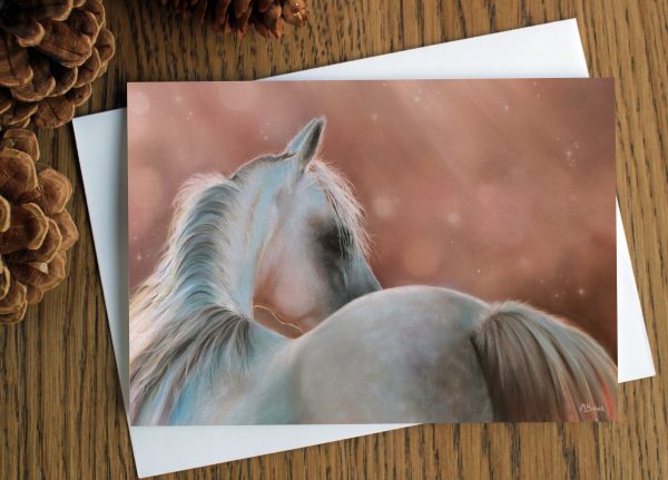 white horse greetings card