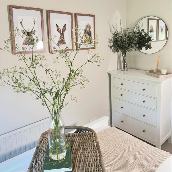 woodland wildlife prints in a country farmhouse style room