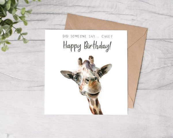 Giraffe Happy Birthday Card