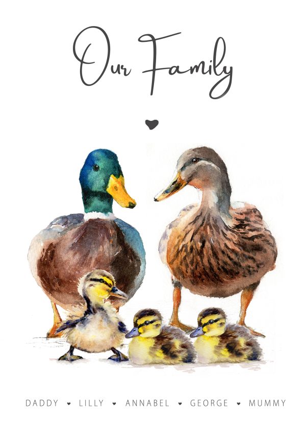 Family Mallard Duck Print (Portrait)