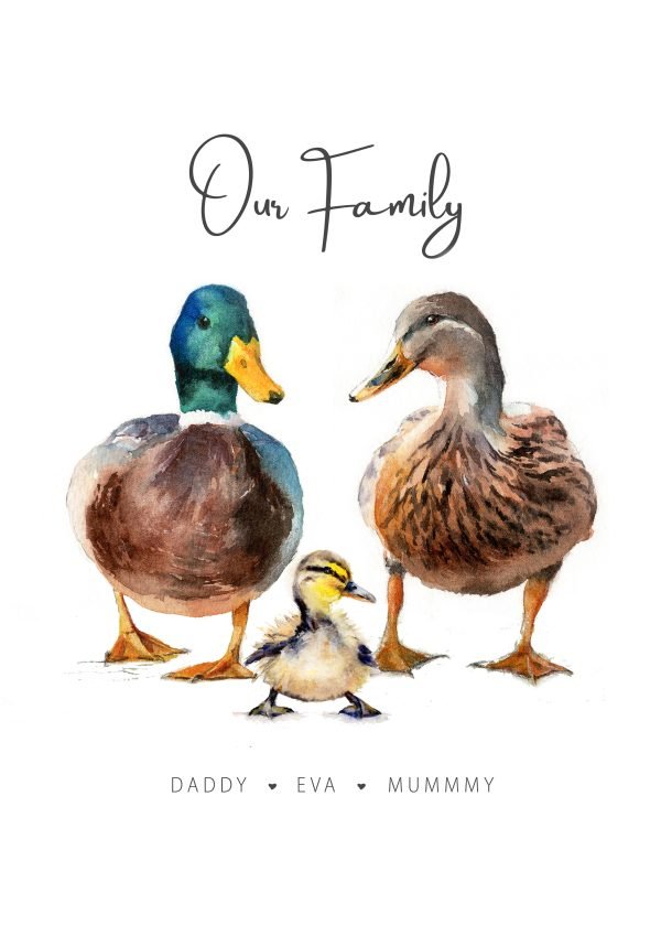 Family Mallard Duck Portrait Print