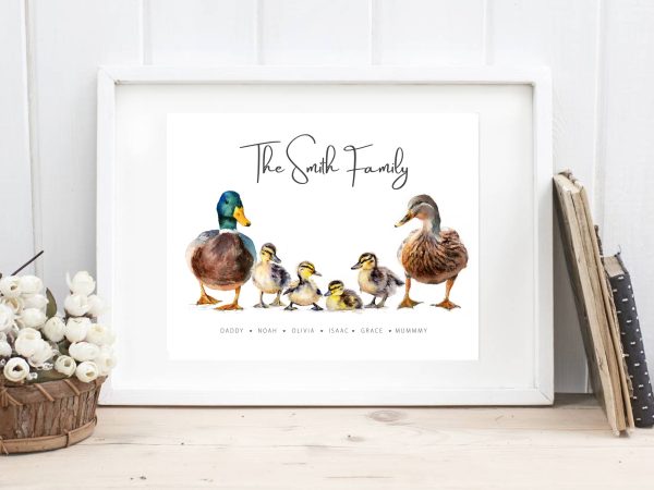 framed bespoke Family duck print