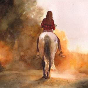 'Sunset Horse Ride' Watercolour Print