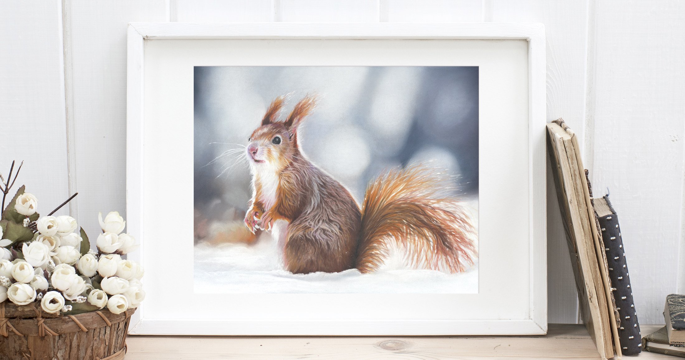 framed red squirrel art print