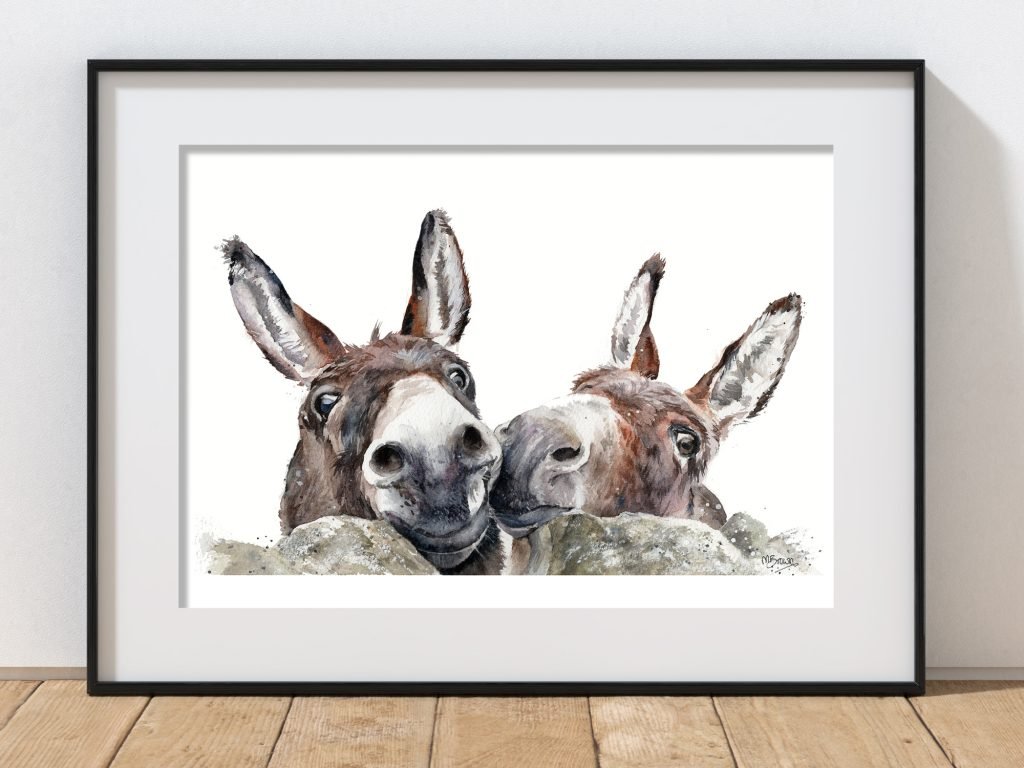 framed donkey print