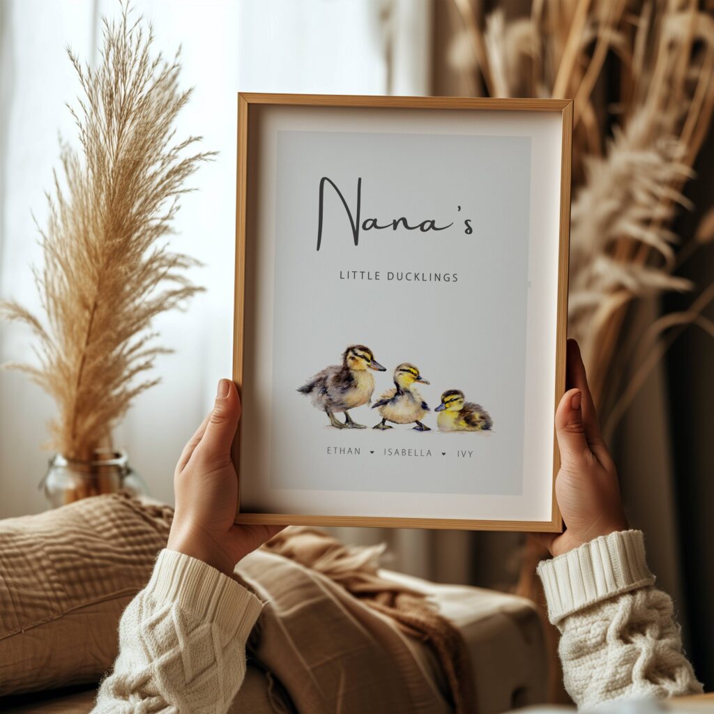 Nana;s little ducklings framed print