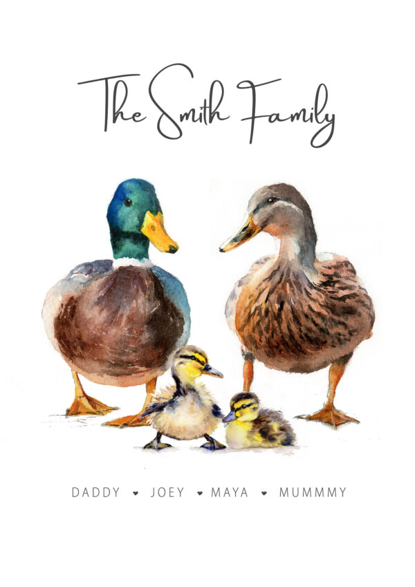 family duck personalised print