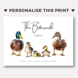 personalised mallard duck family print