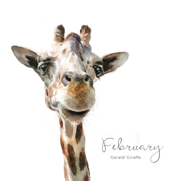 Giraffe painting in a calendar