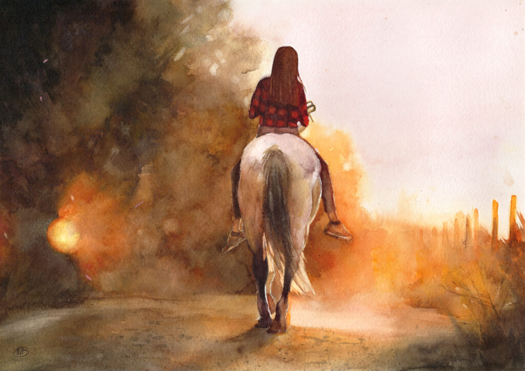 'Sunset Horse Ride' Watercolour Print