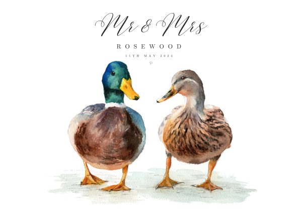 mr & rs mallard personalised print