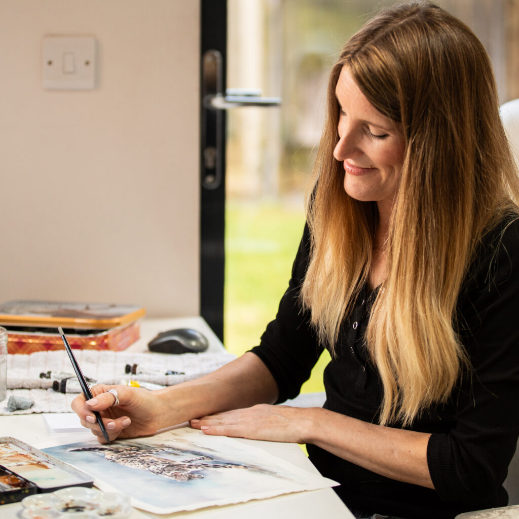 marie brown artist in her art studio