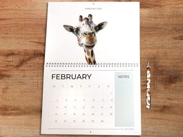 giraffe page of wildlife calendar