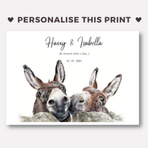 donkey couple personalised art print