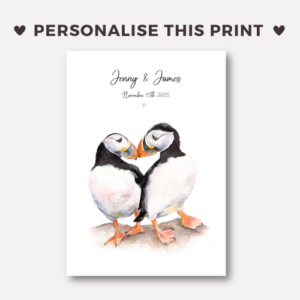personalised puffin love art print