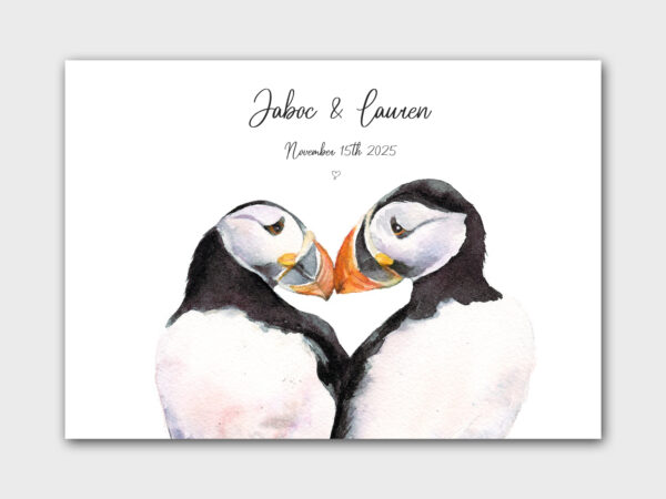 personalised puffin watercolour art print