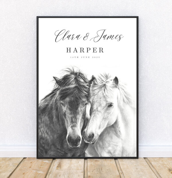 horse love personalised wedding print