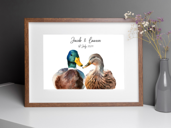mallard duck art print personalised framed print