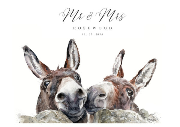 donkey love art print personalised