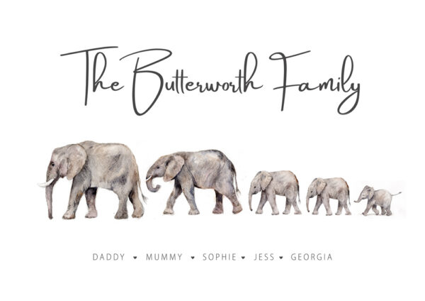 personalised elephant family print