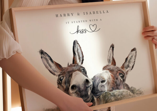 donkey duo personalised art print