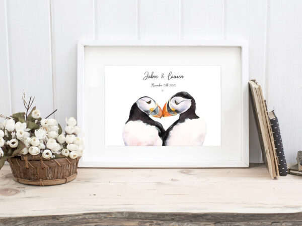 Bespoke - 'Puffin Love' Art Print - Image 3
