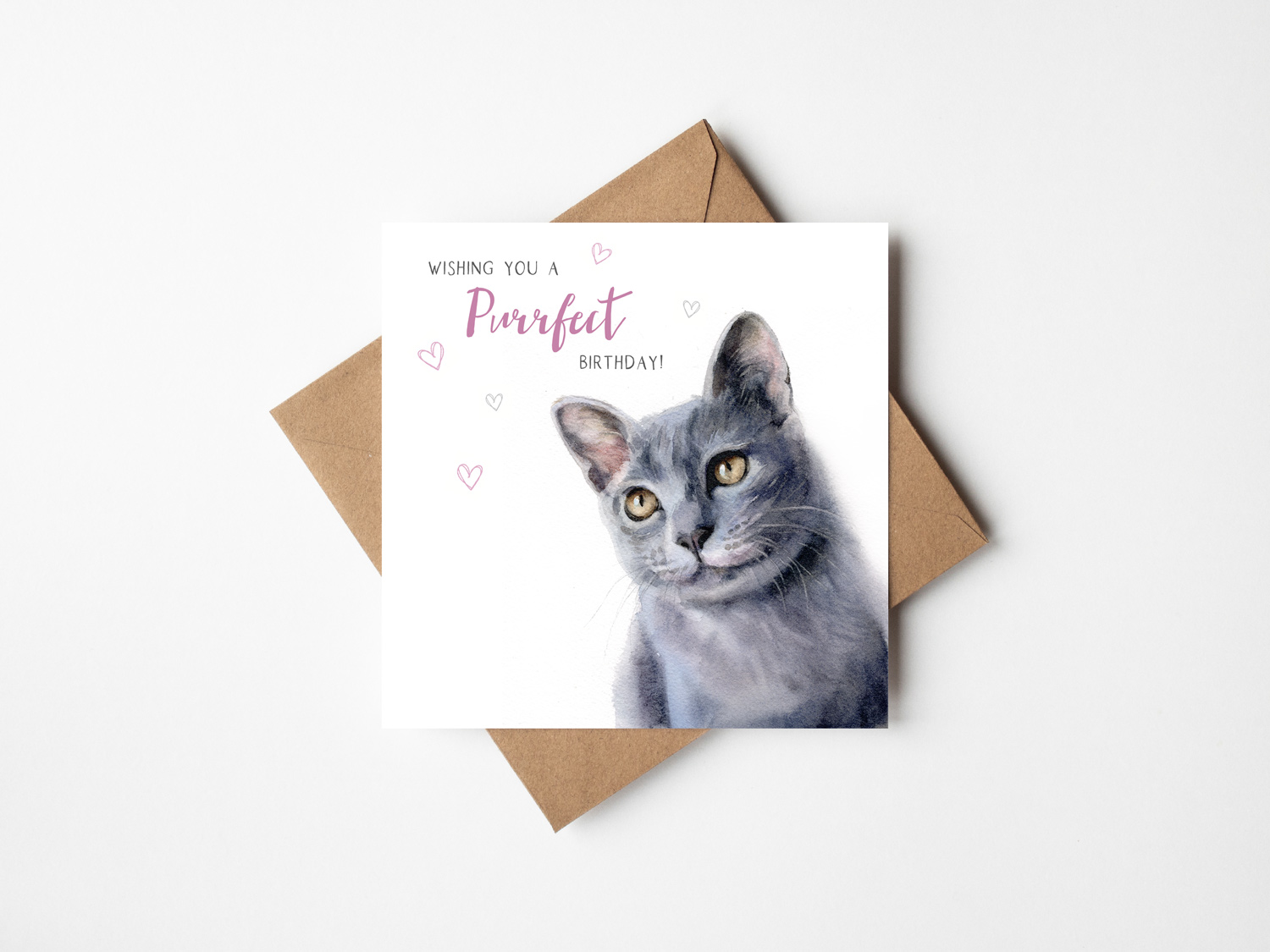 russian blue cat birthday card