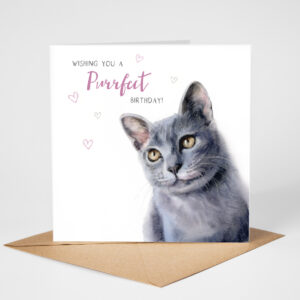 russian blue cat birthday card