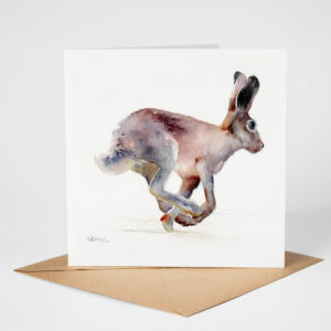 watercolour hare greetings card