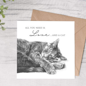 'All you need is Love & a Cat!' greetings card