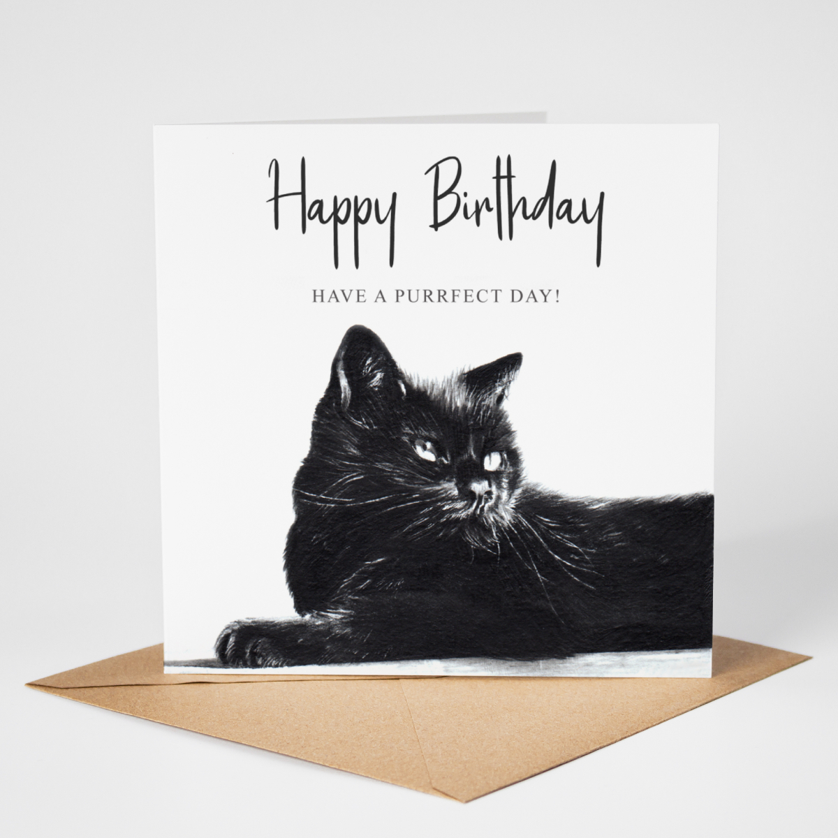 black cat birthday card