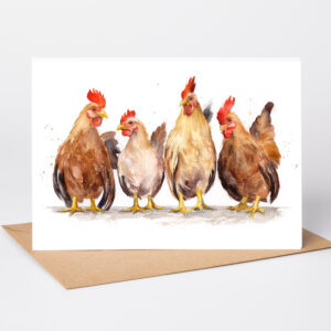 hen watercolour greetings card
