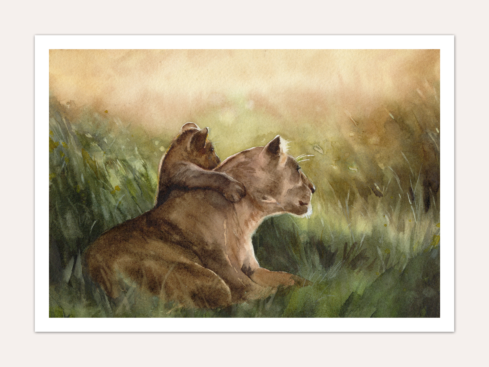 lioness and cub fine art print