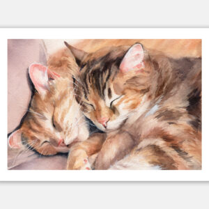 CAT CUDDLE WATERCOLOUR PRINT