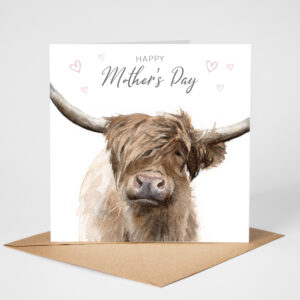 highland cow mothers day card