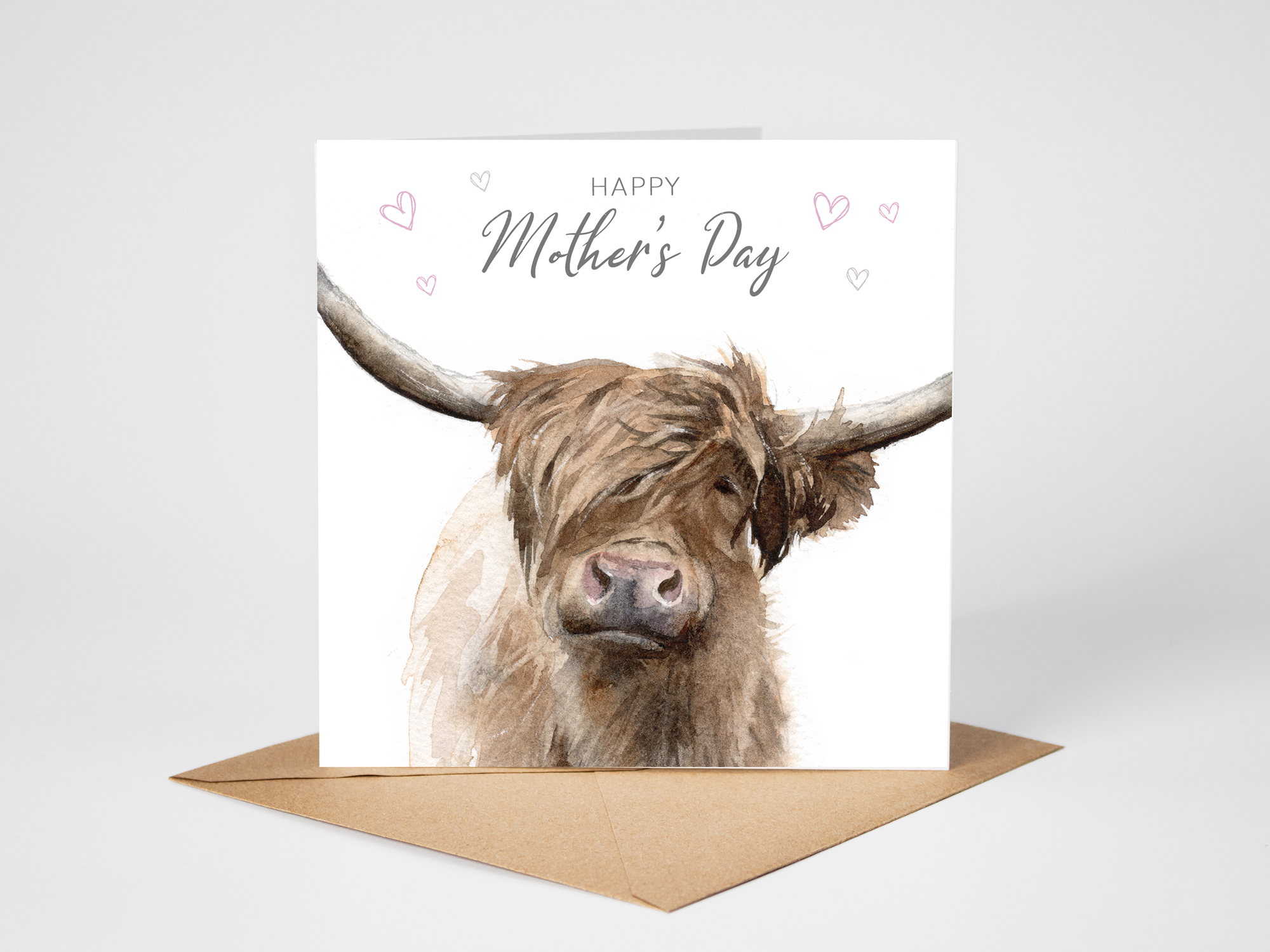 highland cow mothers day card