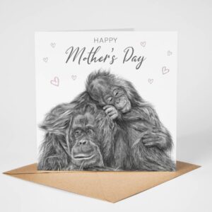 orangutan mother and baby mothers day card