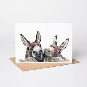 donkey pair fine art greetings card