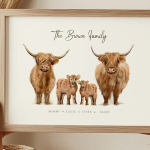 highland cow family print