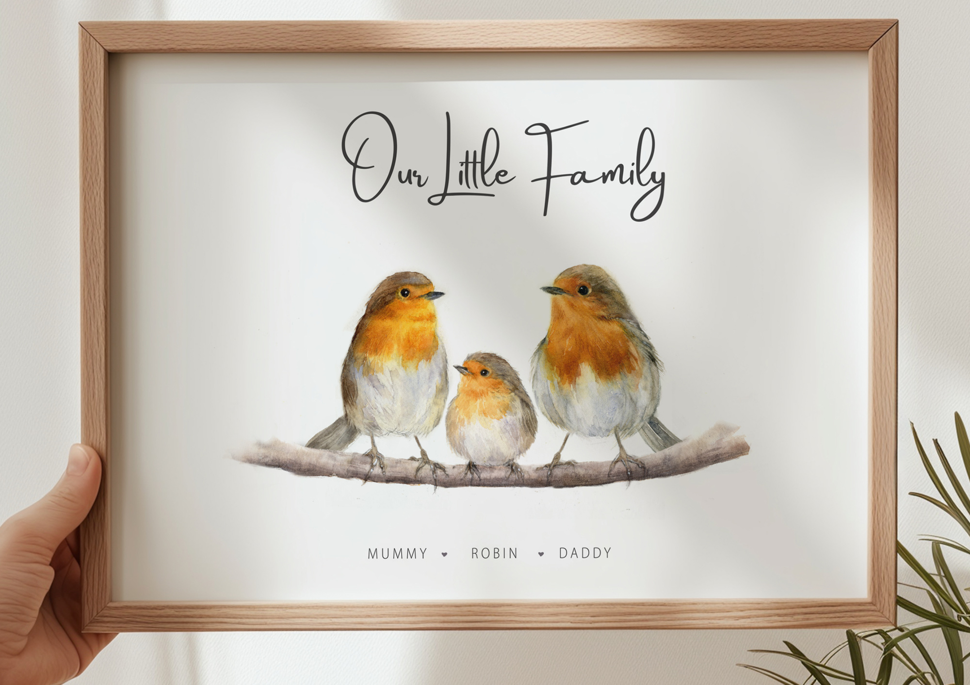 robin watercolour family print