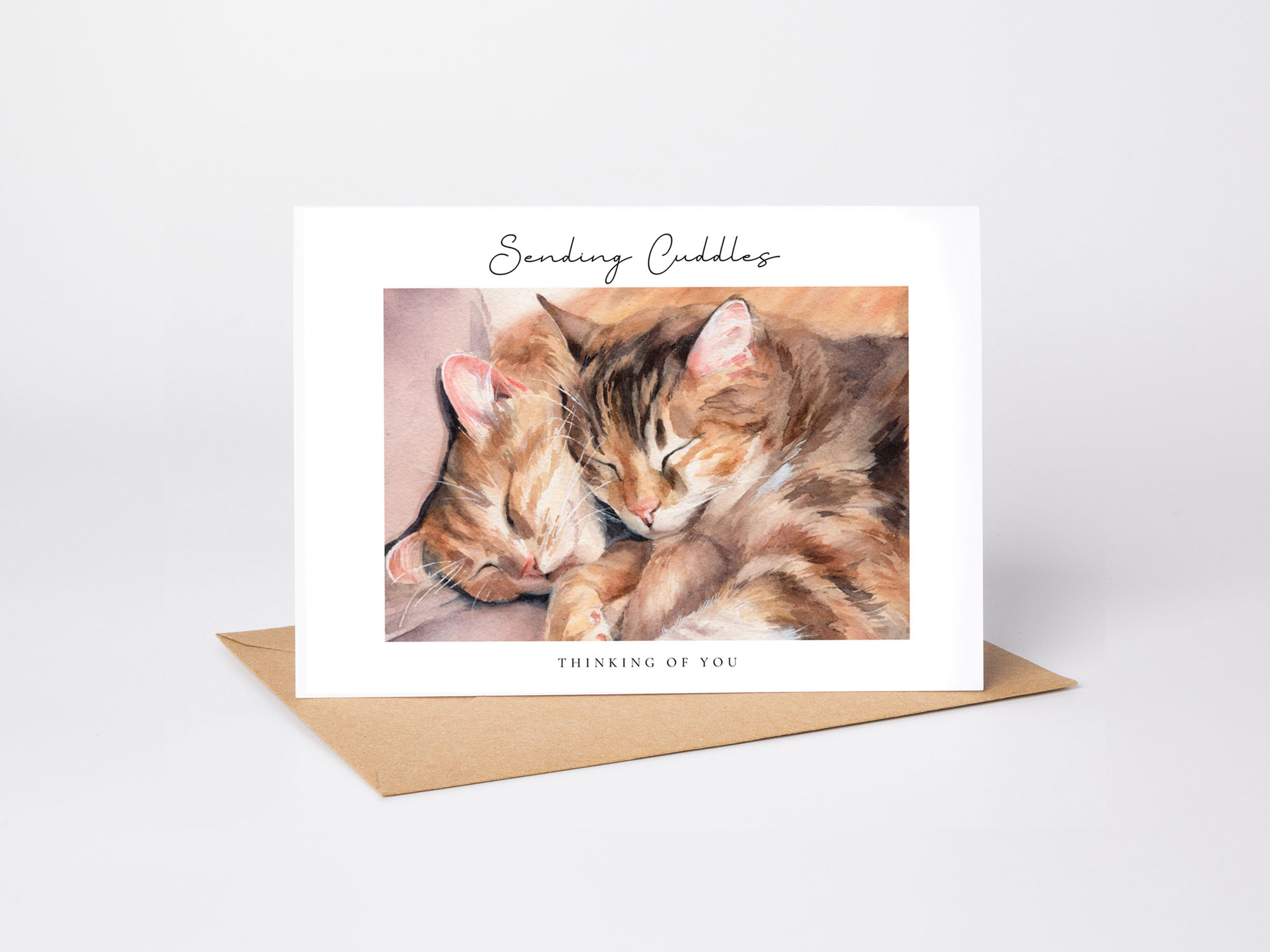 cat cuddle thinking of you card