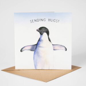 penguin watercolour synpathy / get well card