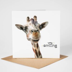 keep smiling giraffe greetings card