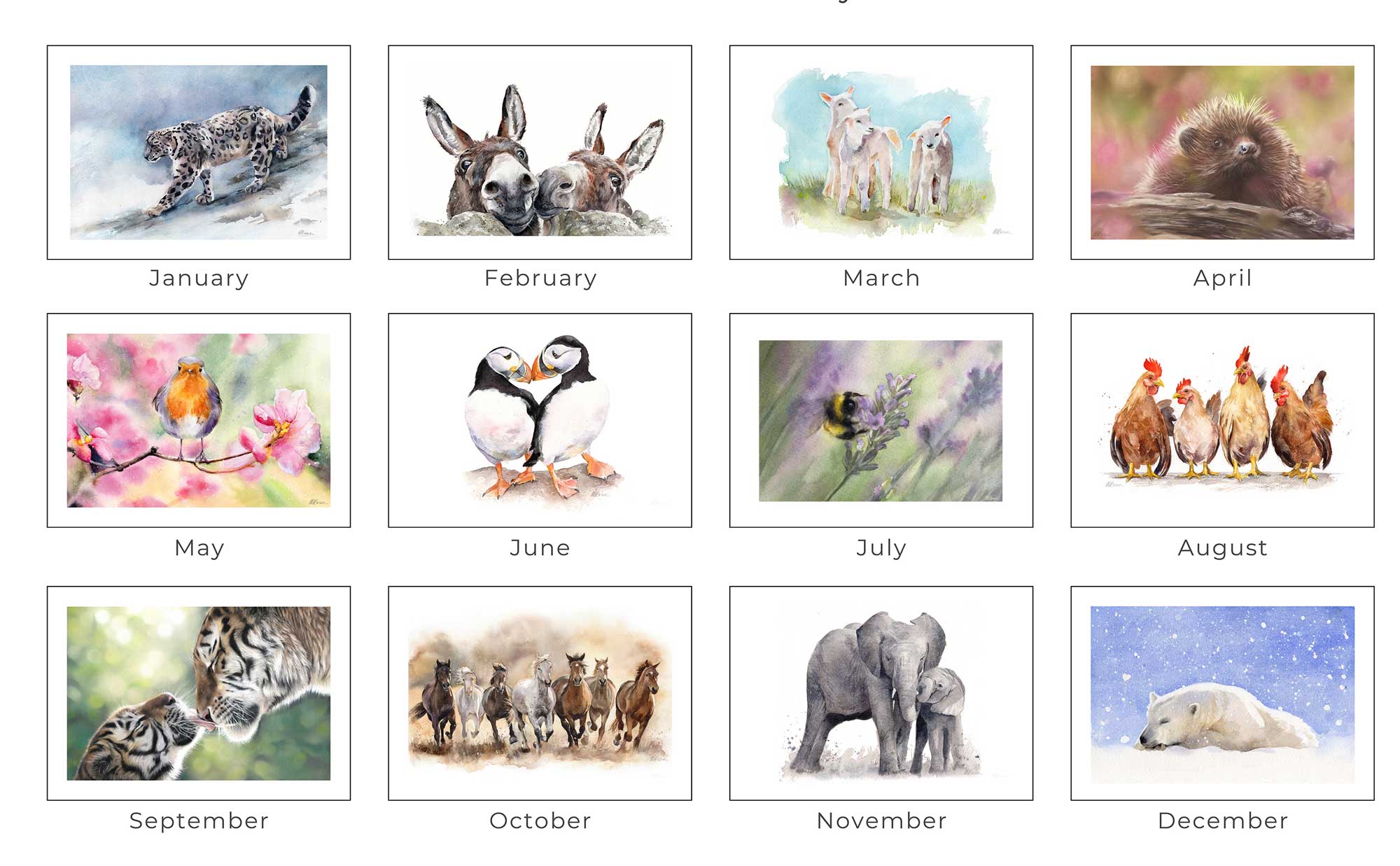 animal & wildlife calendar artwork