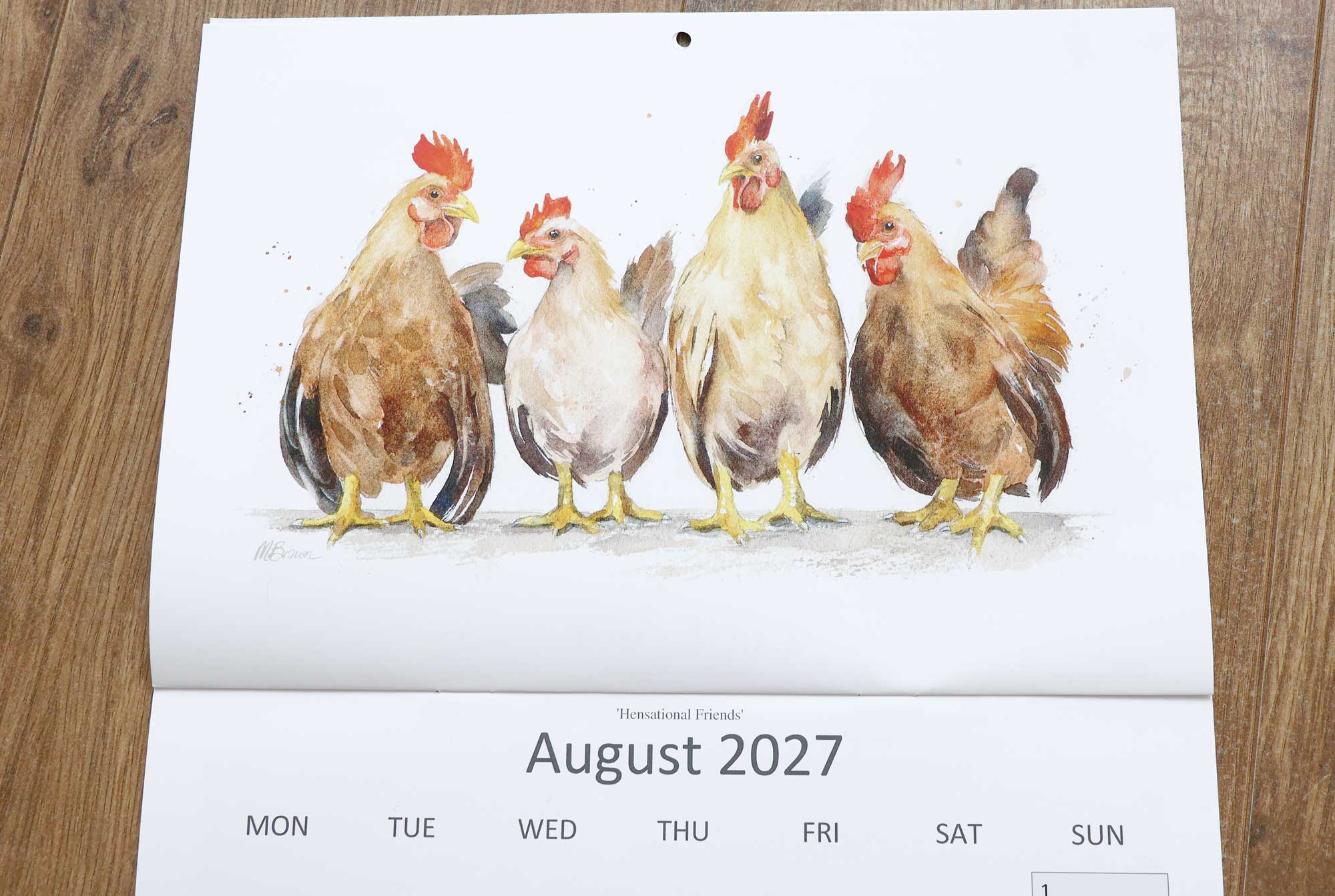 hen watercolour calendar artwork